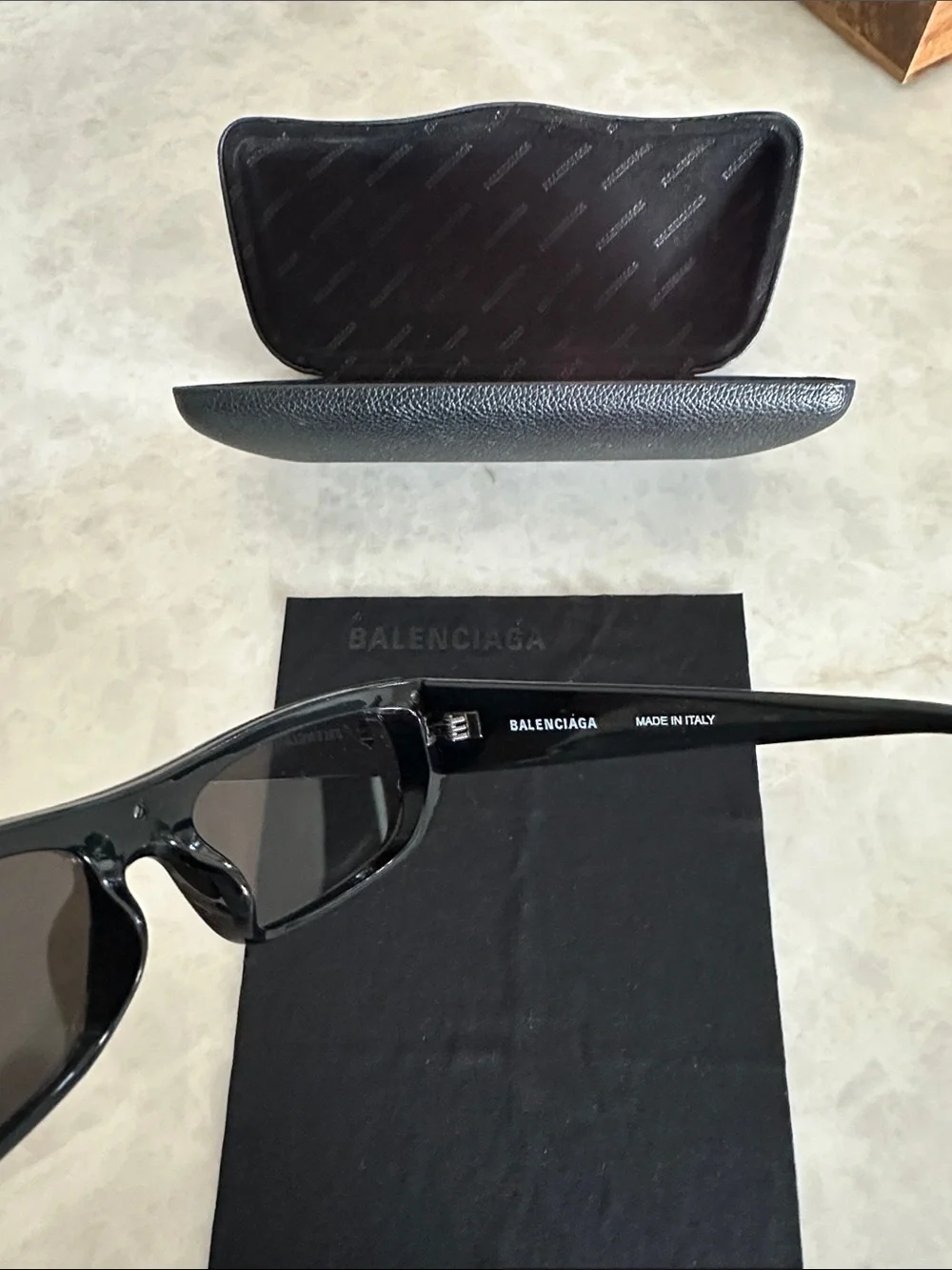 Balenciaga Black Shield Sunglasses with Branded Case